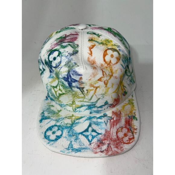 Louis Vuitton Monogram Pastel Multicolor White LV Logo Sun Cap Baseball Hat 58cm - Picture 2 of 8